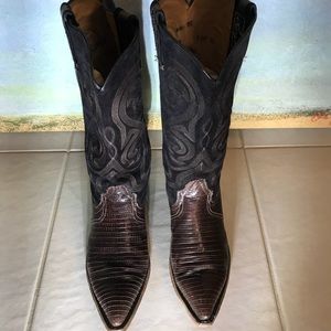 💥Vintage leather lizard snakeskin cowboy boots!